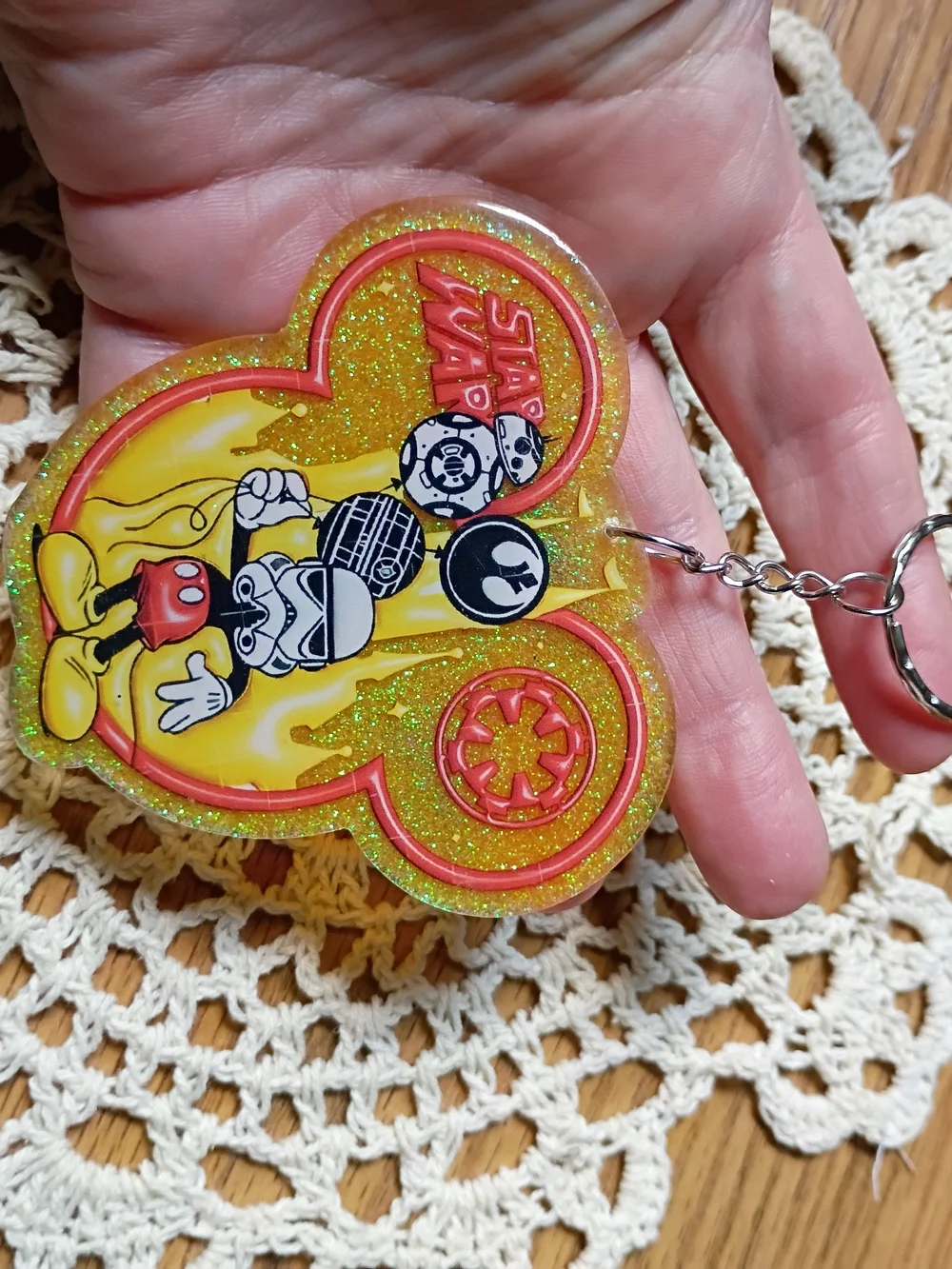 Star Wars x Disney Yellow Glitter Mickey Stormtrooper Keychain